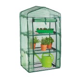 Mini sera de balcon sau gradina, cu 3 polite, verde, 69x49x125cm