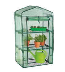 Mini sera de balcon sau gradina, cu 3 polite, verde, 69x49x125cm