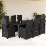 Cumpara ieftin Gossi set mobilier de gradina cu perne, 9 piese, negru, poliratan