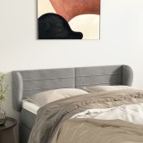 VidaXL Tăblie de pat cu aripioare gri deschis 147x23x78/88 cm catifea 3117332