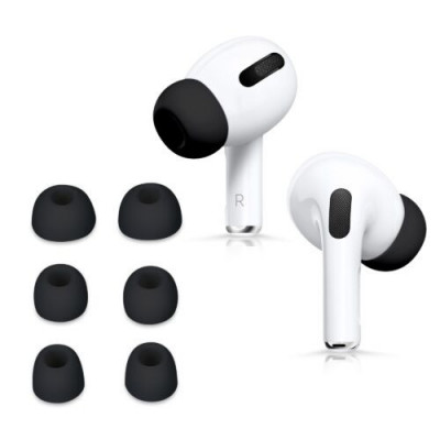 Set 6 Varfuri de schimb pentru casti Apple AirPods Pro, Kwmobile, Negru, Silicon, 51555.01 foto