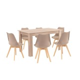 Cumpara ieftin Set de masă Zara 6+1 bej-stejar Sonoma