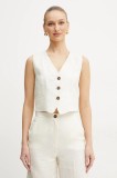 Marella vestă de in Emme by Marella culoarea bej, un singur rand de nasturi, 2515151012200