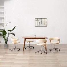 vidaXL Scaune de sufragerie pivotante 4 buc. crem piele artificială