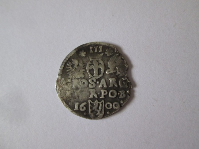 Rara! Uniunea statala Polono-Lituaniana 3 Groschen/Trojak 1600 argint monetaria Poznan,Sigismund III Vasa,diametrul=18-19 mm,greutate=1,60 grame
