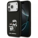 Husa pentru Apple iPhone 17 Pro, Karl Lagerfeld, Sketch and Logo Karl &amp; Choupette, Neagra