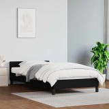 Cumpara ieftin Cadru de pat cu tăblie fără saltea, negru, 90x190 cm