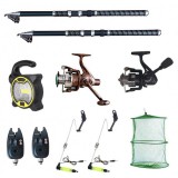 Set pescuit sportiv 2 lansete Ultra Carp 3,6m, proiector solar, 2 mulinete, 2 senzori si accesorii