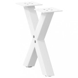 VidaXL Picioare pentru măsuță de cafea &icirc;n formă de X, 2 buc., alb, 30x(30-31) cm, oțel