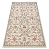 Covor de lana SOHO 477.07.LA100 OSTA - Flori, cadru, natural bej / albastru, 67x130 cm