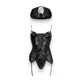 Costum sexy polițistă S-LINE BY SHOTS Police Costume, pentru roleplay, cu body și pălărie, mărime S/M, culoare negru