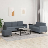 vidaXL Set de canapele, 3 piese, gri &icirc;nchis, catifea