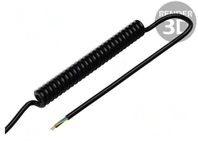 Cablu spiralat neecranat 1,5m negru