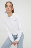 Tommy Jeans bluză femei, culoarea alb, cu imprimeu DW0DW17336