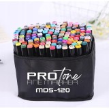 Set 120 markere profesionale pentru pasionatii de desen, cu cap dublu gros - subtire, cu geanta de depozitare, model avx-wt-mds-120, AVEX