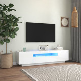 Comoda TV cu lumini LED, alb extralucios, 160x35x40 cm GartenMobel Dekor, vidaXL