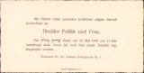 A874 Anunț naștere, 1930, familia de evrei Pollak, Timișoara