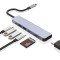 Hub USB Type-C 7 in 1, Axeloni ?, multiport 1 x USB 3.0 5Gbps, 1 x USB 2.0, 1 x USB Type-C, HDMI 4K 30Hz, Card reader TD si SD Card, USB Type-C PD 100