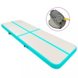 Saltea Gimnastică Gonflabilă Verde 500x100x15cm vidaXL, Pompă Inclusă, PVC, Antiderapantă, Ideală Fitness, Yoga, Kickboxing