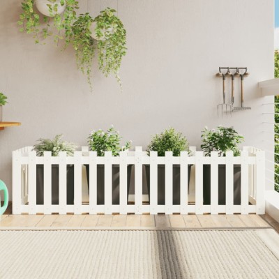 vidaXL Pat &amp;icirc;nălțat grădină design gard alb 200x50x50cm lemn pin tratat foto
