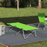 VidaXL Pat Camping Pliabil Verde &icirc;nchis Metal, Poliester O persoană