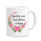 Cana alba personalizata "Pentru cea mai buna colega", INOVATIX&reg;. 330ml