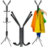 Cuier de podea Ruhhy 170 cm, negru, cu 3 niveluri si 4 picioare