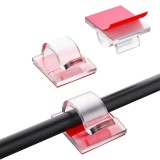 Set 24buc organizatoare de cabluri Well autoadezive transparente ORG-CABLE-S0224TT-WL