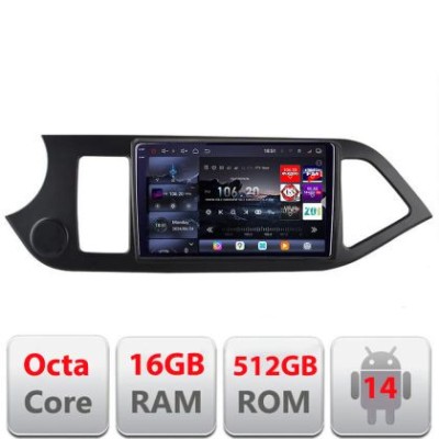 Navigatie Kia Picanto 2011-2015 Edotec Kit-217 8 core QLED 2K 16+512 360 Android Waze USB Navigatie Internet Youtube Radio CarStore Technology foto