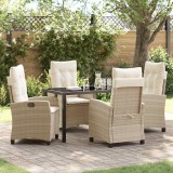 Set de dining f&uuml;r grădină , cu 5 piese și perne - Rattan poliester Bej.