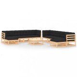 VidaXL Set mobilier grădină cu perne antracit, 11 piese lemn masiv pin 3083894