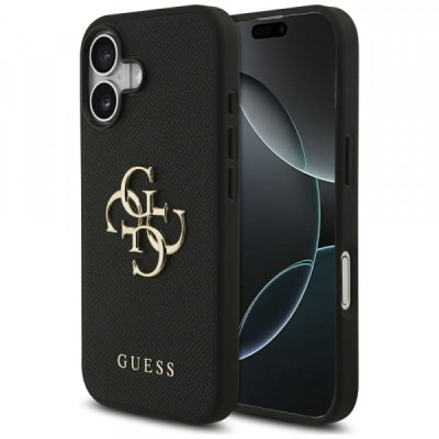 Husa pentru Apple iPhone 17, Guess, 4G Grained Big and Classic Logo, Neagra foto