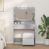 VidaXL Masă de toaletă cu lumini LED, gri beton, 79x41x135 cm