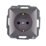Priza schuko simpla Abex Perla PT-17 P, incastrata, contact de protectie, antracit