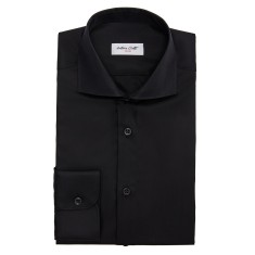 Camasa barbati slim neagra cu fir dublu rasucit C004SL