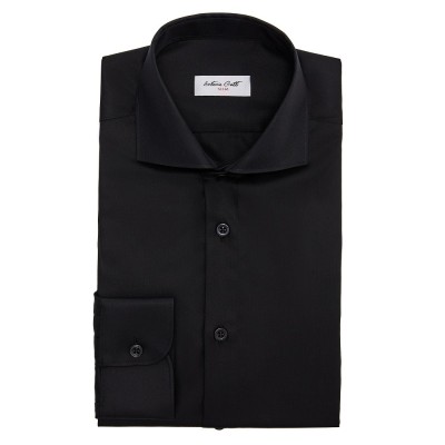 Camasa barbati slim neagra cu fir dublu rasucit C004SL foto