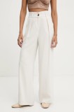 Answear Lab pantaloni culoarea bej, lat, high waist