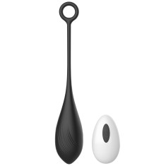 Ou Vibrator Belle Love Egg, 10 Moduri Vibratii, Remote Control, Silicon, USB, Negru, 20.4 cm, Mokko Toys, Velvet Obsession