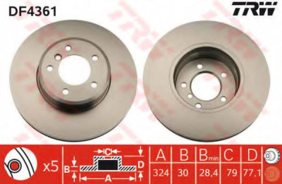 Disc frana BMW Seria 5 (E60) (2003 - 2010) TRW DF4361 foto