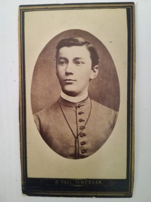 Foto carton CDV veche, B. Paul, Fabrik, Timișoara / Temesvar, portret bărbat foto
