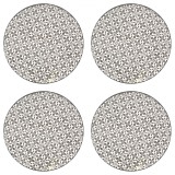 Set farfurii 4 piese din portelan pentru fructe, bej cu model negru, diametru 19.6 cm