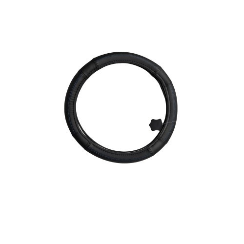 Husa volan piele cu gaurele marimea M neagra cusatura albastra Cod: 1319