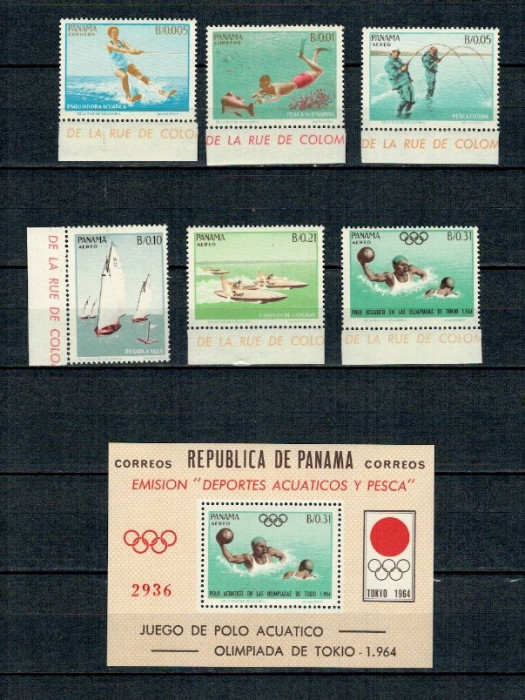 Panama 1964 - Jocurile Olimpice, sporturi acvatice, serie+colita