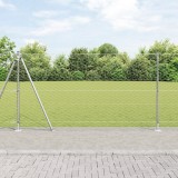 Gard Hexagonal vidaXL 1.2x10 m Oțel Galvanizat, St&acirc;lpi Gard vidaXL cu Plăci de Bază 7 pcs &Oslash;32mm 68.5cm Oțel Galvanizat