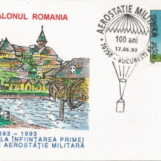 România, 100 ani prima subunitate de aerostaţie militară, plic, Bucureşti, 1993