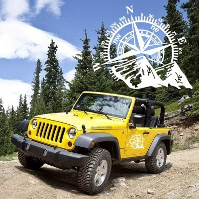 Sticker auto off road kompass, alb, 44x55 cm, autocolant rezistent pentru suv, atv, 4x4, exterior, folie oracal foto
