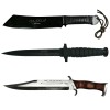 Set 3 Cutite Vanatoare IdeallStore Rambo War Colectie, Otel, Teaca Piele, Camping Drumetie Pescuit