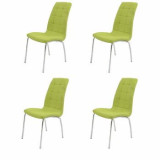 Set 4 scaune bucatarie S-02, culoare Verde, Metal cromat