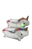 PC3A-2 Papuci pufosi de casa in forma de unicorn cu leduri