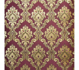 Tapet clasic baroc, auriu, visiniu, vinil, extralavabil, Royal,13802